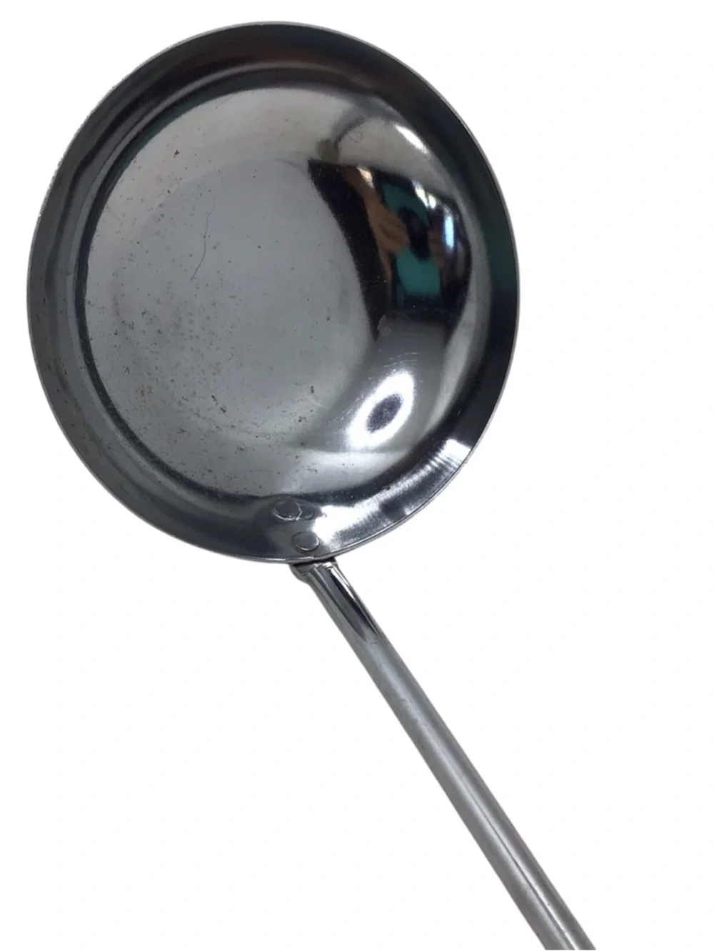 Vintage Ekco Chrome Wok Ladle Avocado Green Handle Mid Century Kitchen Utensil.